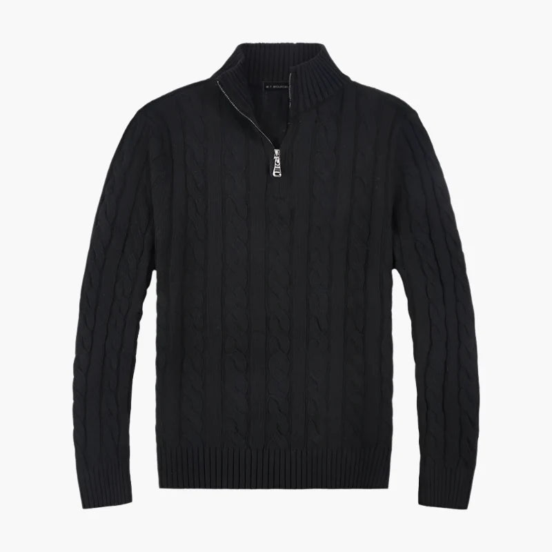 Męski dzianinowy sweter w stylu Old Money z półzamkiem – elegancki sweter na wolny czas