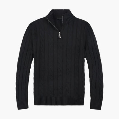 Męski dzianinowy sweter w stylu Old Money z półzamkiem – elegancki sweter na wolny czas