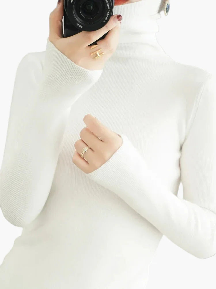 Damen Rollkragenpullover Elegant Minimalistisch – Perfekt für Büro & Alltag