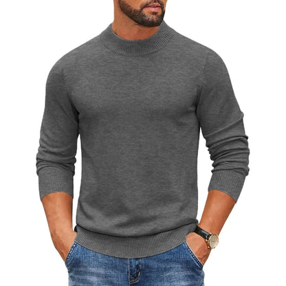 Herren Mock-Neck Pullover Langarm Basic Rollkragen Strickpullover