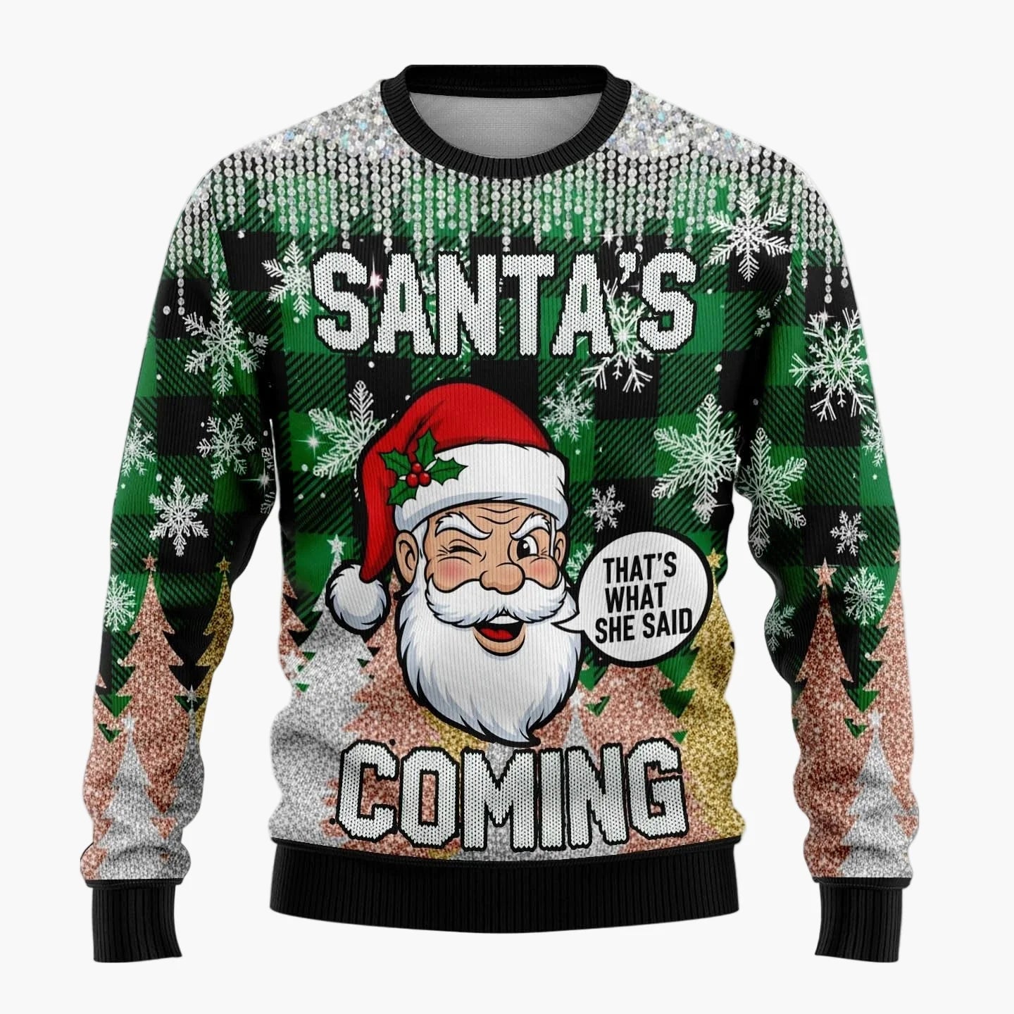 Męski zabawny świąteczny sweter Ugly Christmas Sweater z figlarnym Mikołajem na imprezy