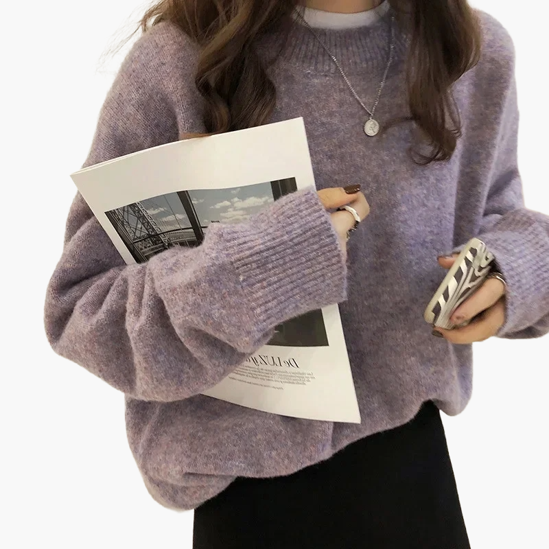 Damen Oversize Pullover Retro Lässig Komfortabel Herbst Winter