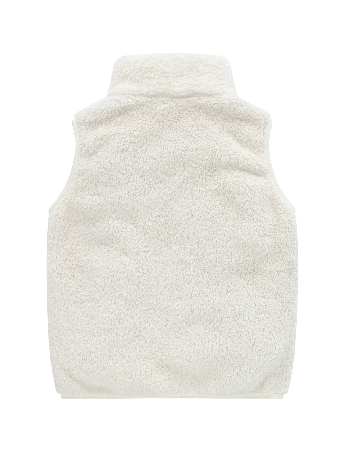Gilet unisex in pile effetto teddy per bambini con collo rialzato e cerniera