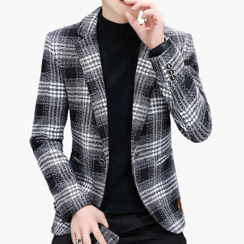 Blazer a quadri da uomo in stile business moderno – Elegante monopetto per ufficio e quotidiano