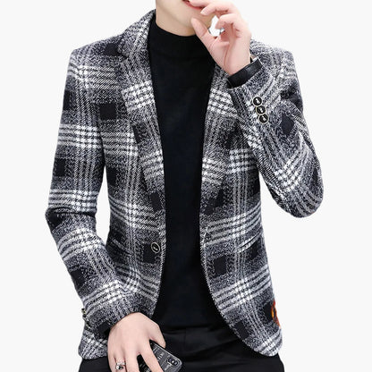 Blazer a quadri da uomo in stile business moderno – Elegante monopetto per ufficio e quotidiano