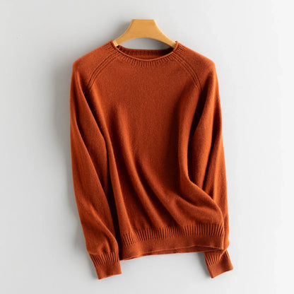 Pull en maille pour femme à col rond et manches longues, avec manches raglan