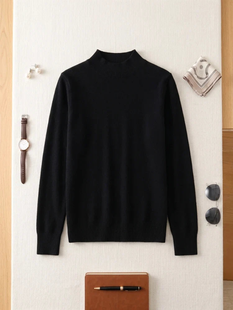 Rollkragenpullover Damen Strickpullover Basic Stehkragen