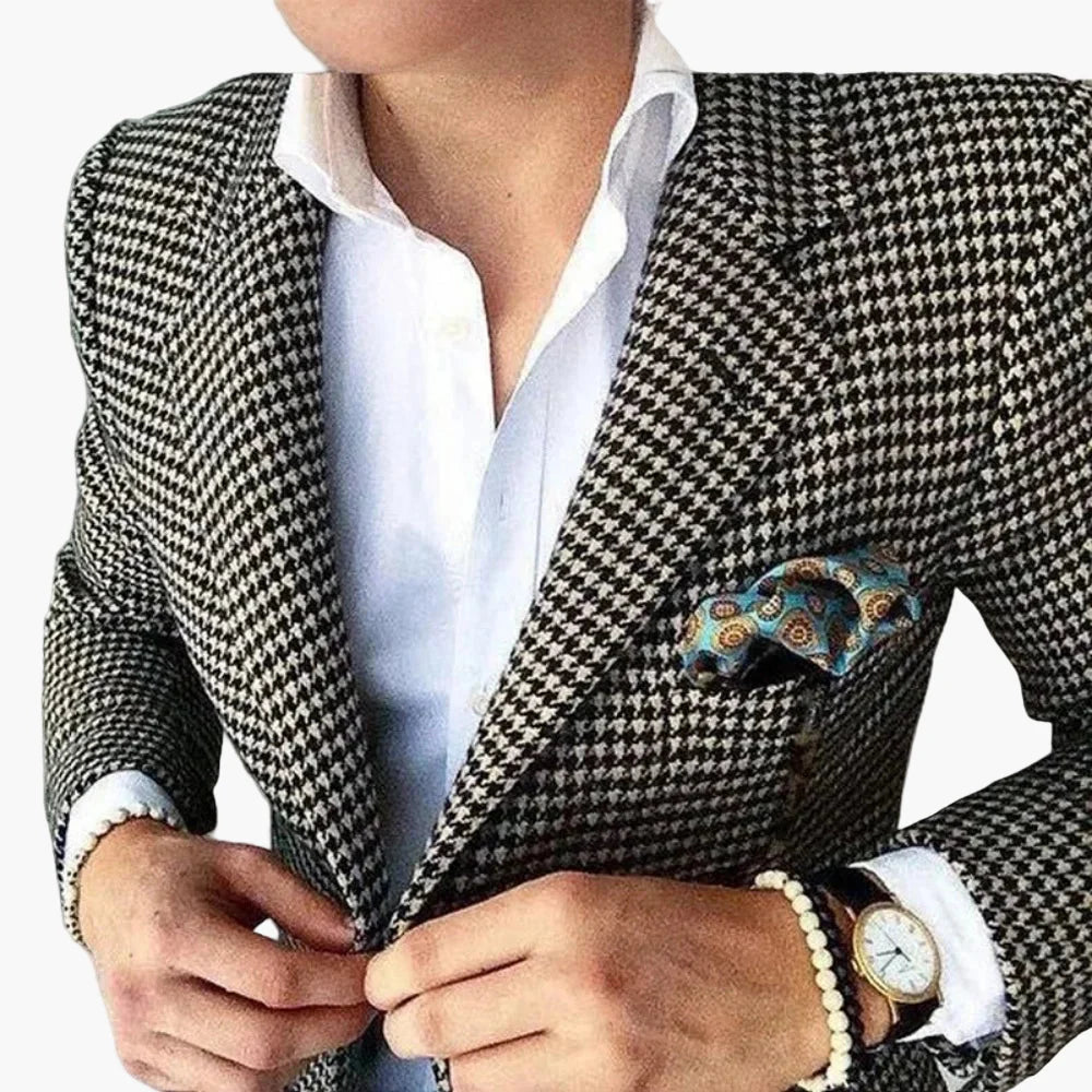 Herren Hahnentritt Sakko – Eleganter Business & Freizeit Blazer im Vintage-Stil