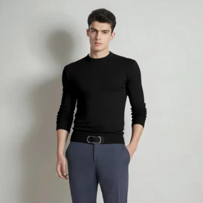 Herren Rundhals Pullover Strickwaren Langarm Basic Sweater