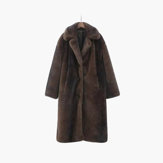 Dam Vinter Trenchcoat Fuskpäls Kappa Vintage Lång Elegant
