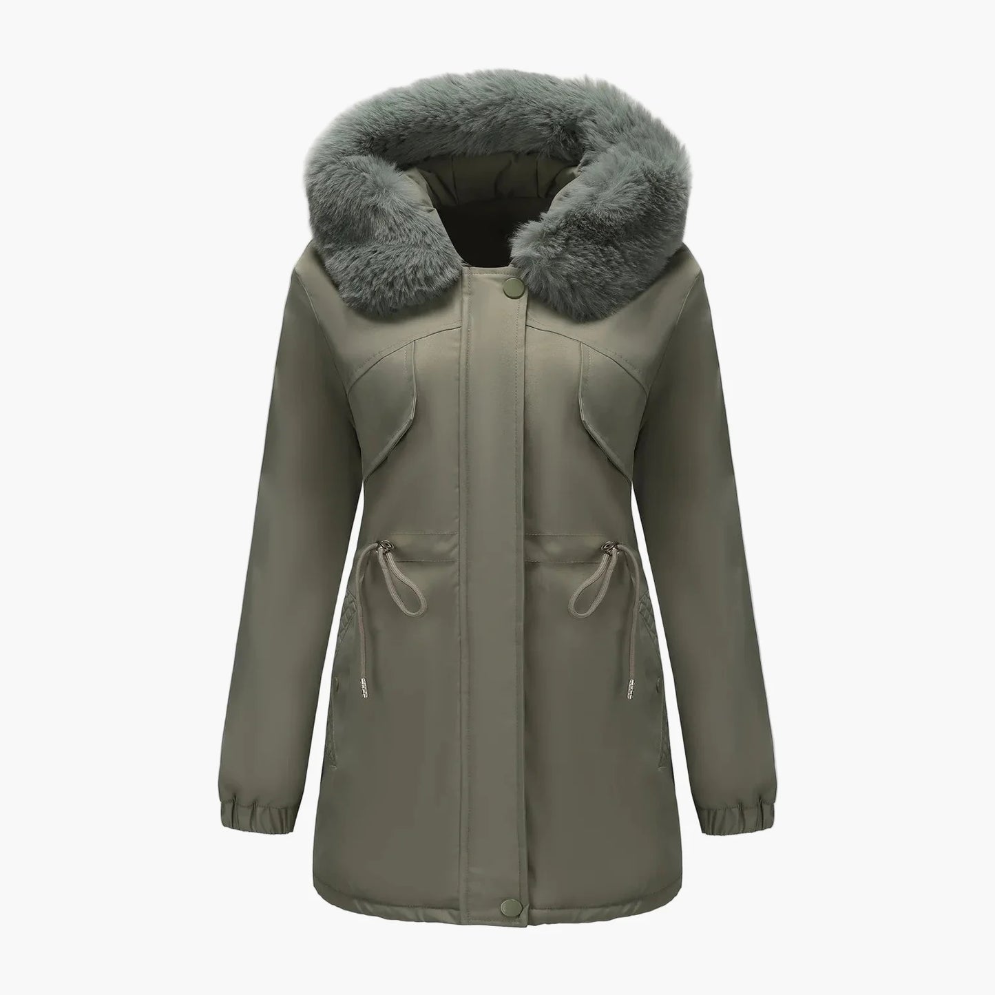 Dames winterjack met capuchon en nepbontkraag – Modieuze parka voor koude dagen