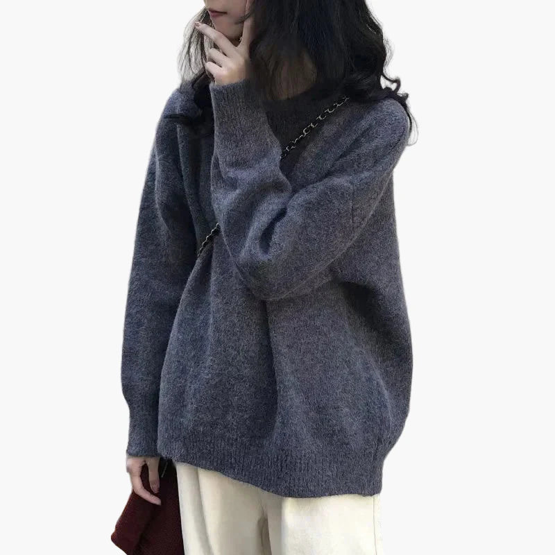 Damen Oversize Pullover Retro Lässig Komfortabel Herbst Winter
