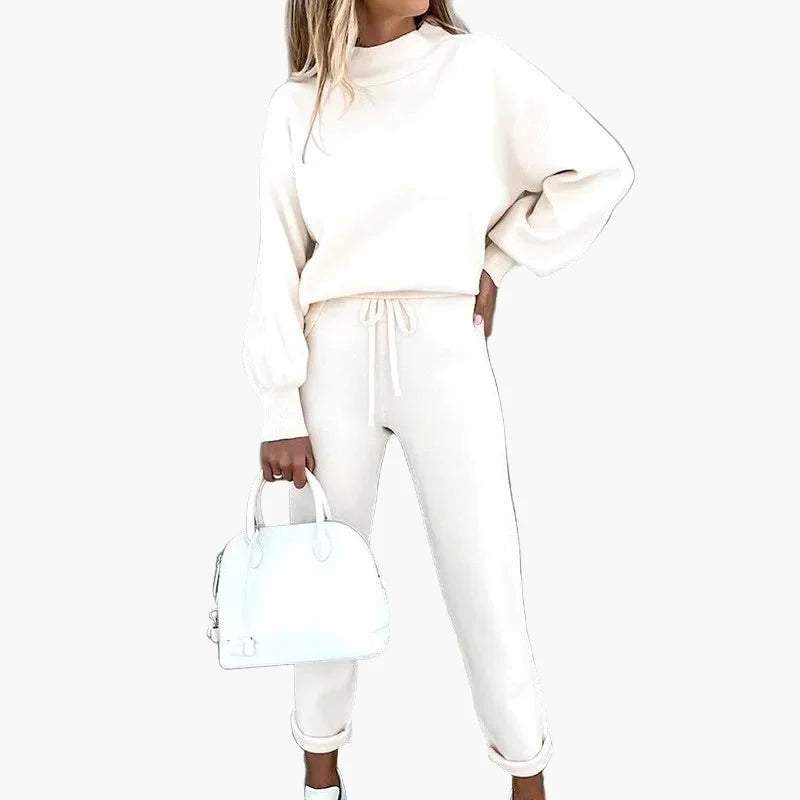 Set due pezzi casual da donna – Outfit alla moda lounge e streetwear con pantaloni larghi e maniche lunghe