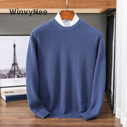 Pull homme à col rond en maille – sweat décontracté à manches longues, disponible en plusieurs couleurs