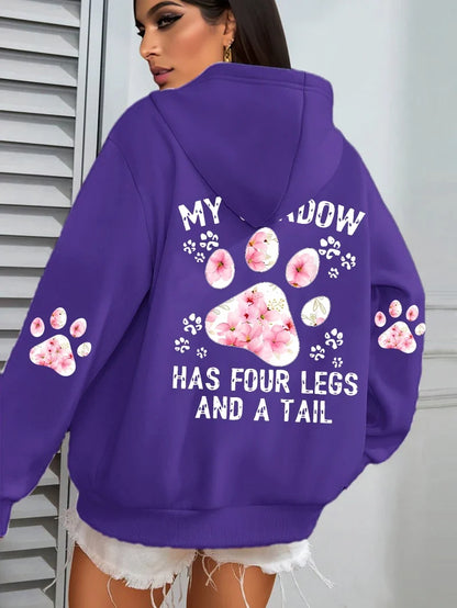 Hoodie für Damen mit Kapuze und Tiermotiv Print – Oversize Sweatshirt mit Pfotenabdruck