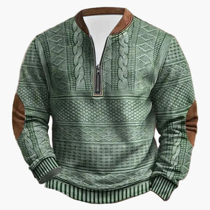 Męski sweter z dzianiny w stylu vintage z kołnierzem stójką – modny sweter outdoorowy i na co dzień