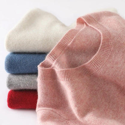 Pullover da donna in maglia, a girocollo, a maniche lunghe, in materiale morbido