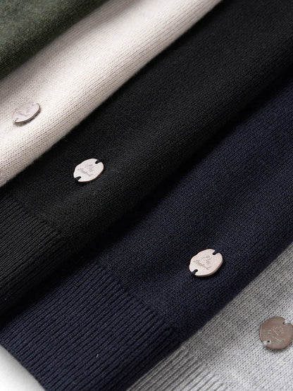 Unisex Langarm Pullover Rundhals schlicht gerippte Bündchen unifarben