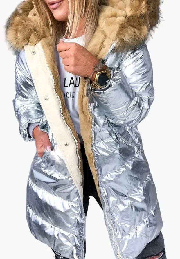 Manteau matelassé d'hiver femme à capuche avec col en fourrure – Parka épais et tendance pour quotidien et loisirs