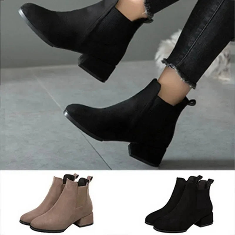 Damen Chelsea Stiefeletten mit Blockabsatz – Modische Alltags-Boots für Herbst und Winter