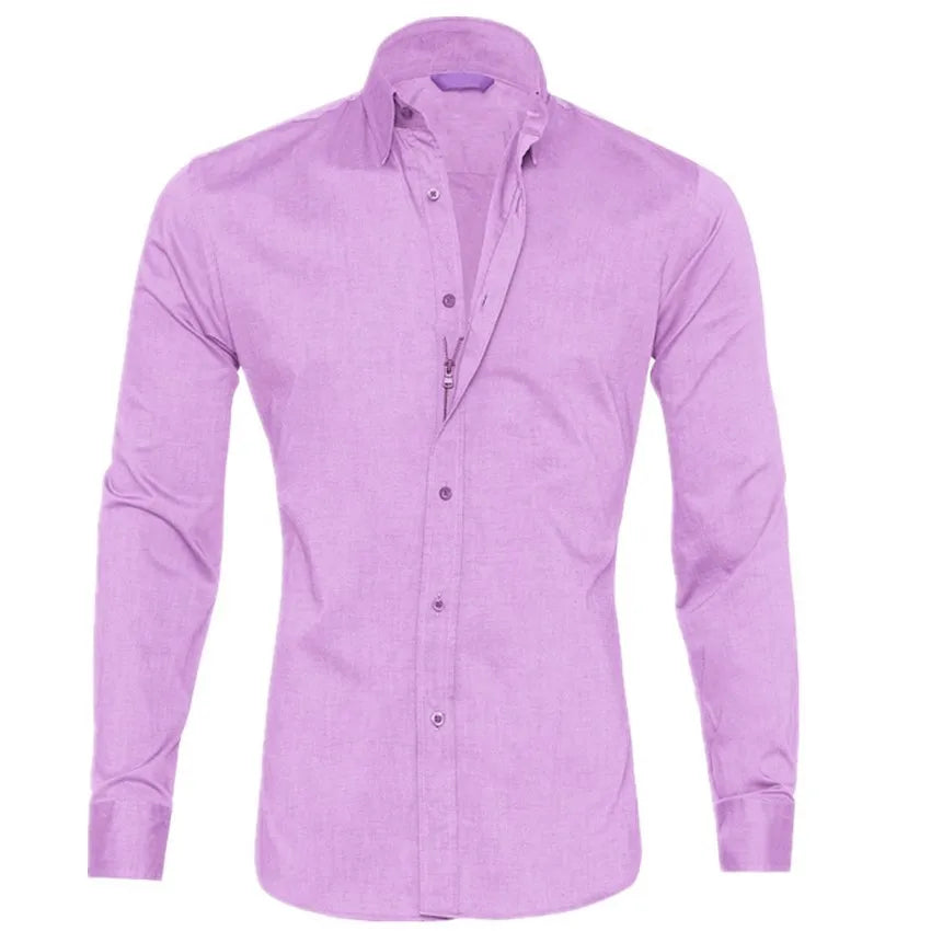 Herren Slim Fit Business Freizeithemd Langarm Modern Elegant