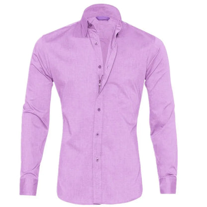 Herren Slim Fit Business Freizeithemd Langarm Modern Elegant
