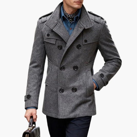 Abrigo business de doble botonadura para hombre – Elegante peacoat de invierno para oficina y ocio