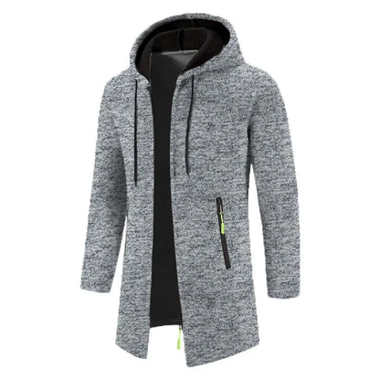 Herren Hoodie Jacke Lang Strickoptik mit Reißverschluss-Taschen