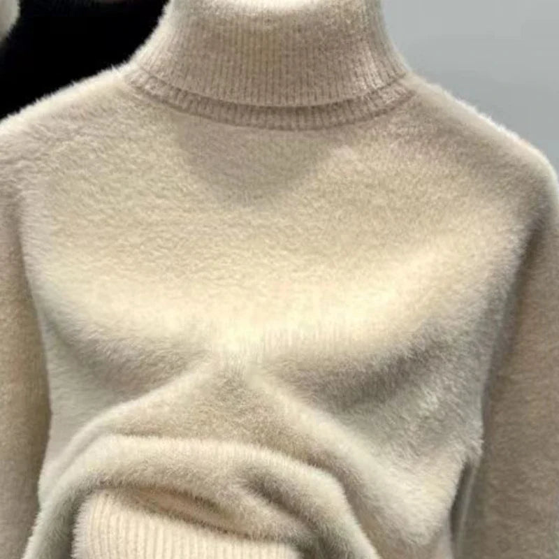 Dolcevita da donna, maglione lavorato a maglia, soffice, caldo e confortevole