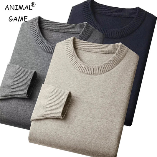 Pullover unisex basic girocollo a maniche lunghe, in maglia e tinta unita