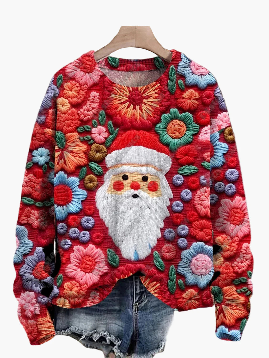 Dame Juletrøje med broderi – Sjovt festligt design, vinter og højtider