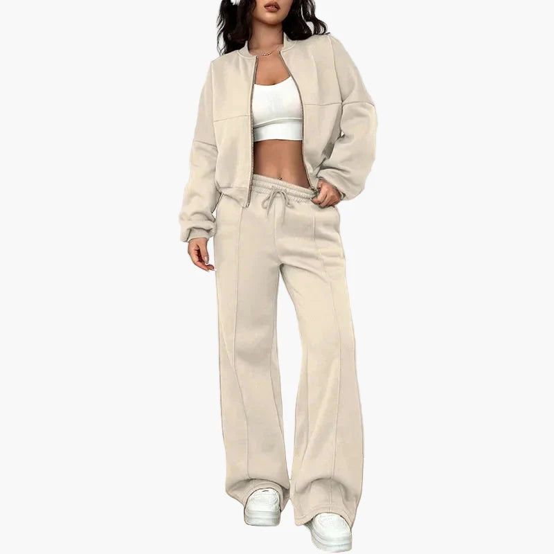 Tuta oversize da donna due pezzi con pantaloni larghi e giacca – Outfit streetwear moderno
