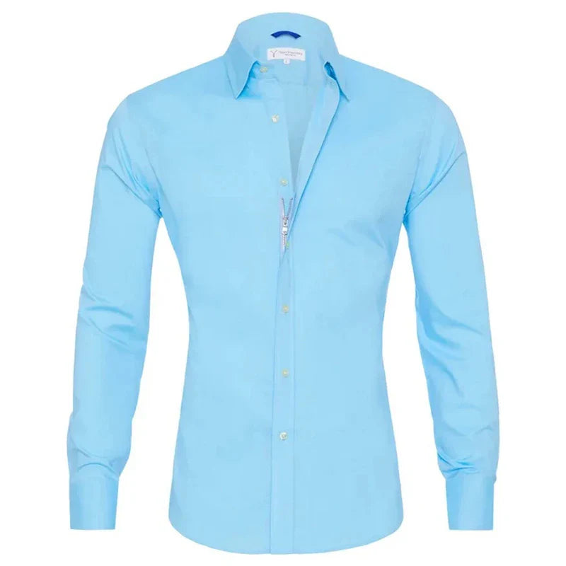 Herren Slim Fit Business Freizeithemd Langarm Modern Elegant