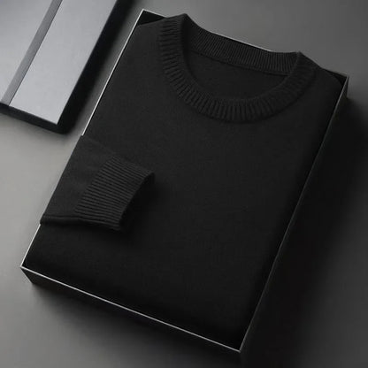 Unisex Basic Pullover Rundhals Langarm Strickpullover Einfarbig