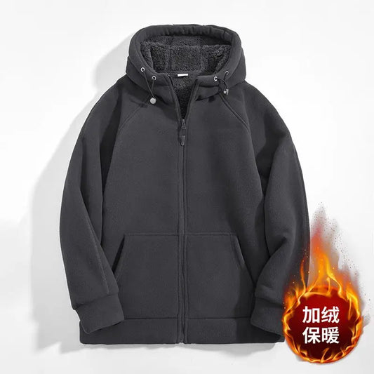 Sudadera con capucha unisex con cremallera y forro polar, cálida