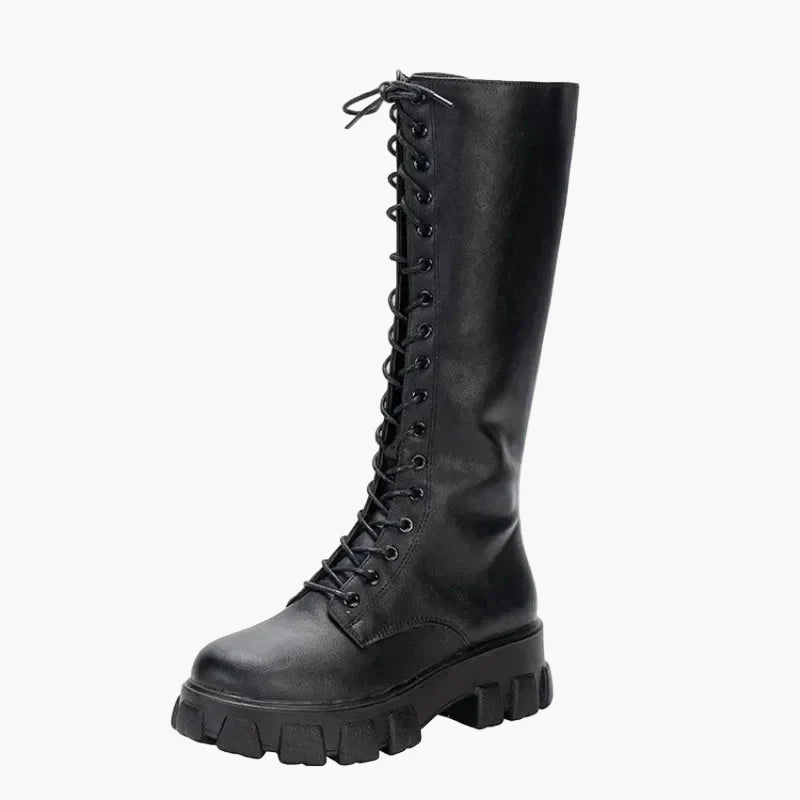 Stivali da donna con plateau e lacci in stile Gothic Punk – Stivali alti alla moda per tutti i giorni e festival