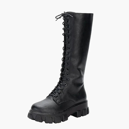 Stivali da donna con plateau e lacci in stile Gothic Punk – Stivali alti alla moda per tutti i giorni e festival