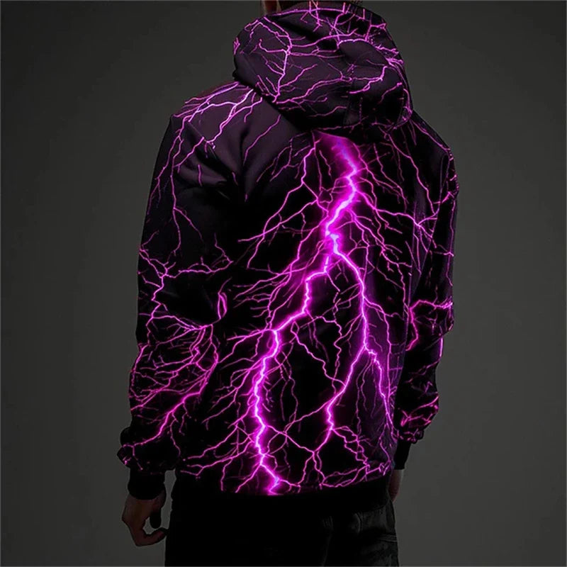 Hoodie mit Blitz-Grafik hinten Kapuzenpullover Leuchtendes Design