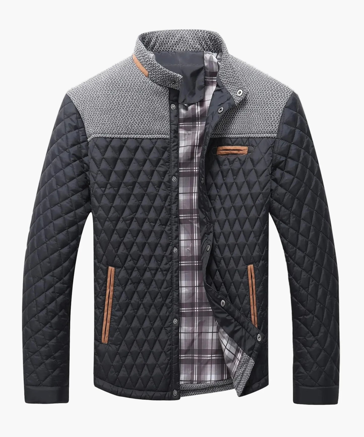 Doudoune matelassée homme bomber casual avec doublure à carreaux – veste de loisirs tendance pour le quotidien et le bureau