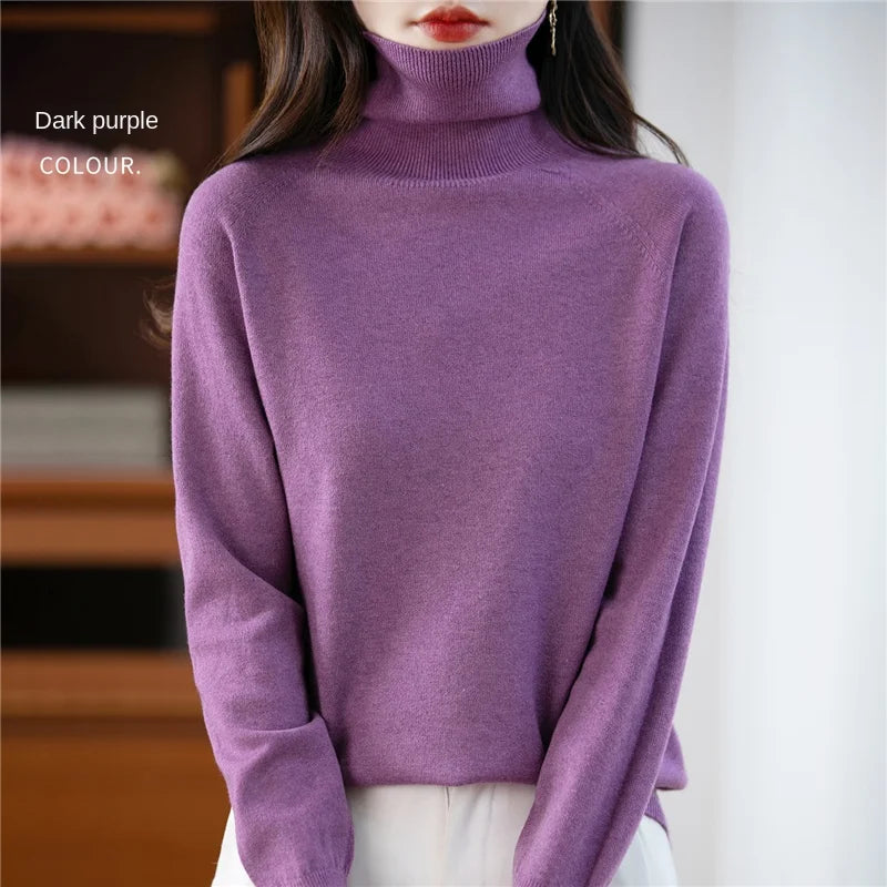 Dolcevita da donna a maniche lunghe, in maglia fine, modello basic
