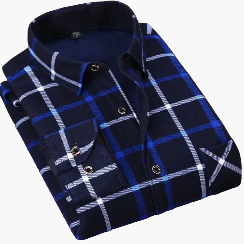 Camicia da uomo casual a quadri, camicia moderna a maniche lunghe per quotidiano e ufficio