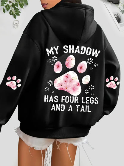 Hoodie für Damen mit Kapuze und Tiermotiv Print – Oversize Sweatshirt mit Pfotenabdruck