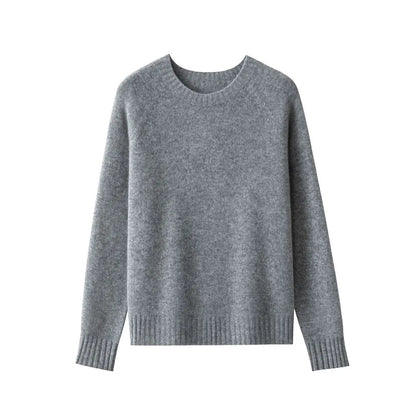 Damen Pullover Rundhalsausschnitt Langarm Strickpullover