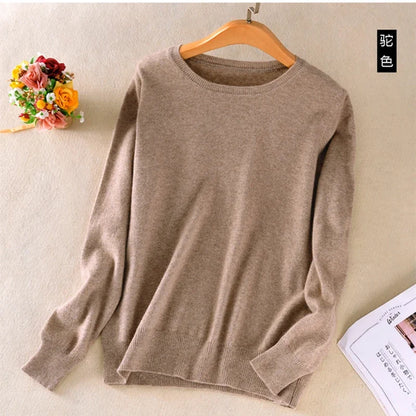 Pullover basic da donna a girocollo, a maniche lunghe, in maglia