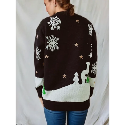 Pullover natalizio con motivo di omino di pan di zenzero, girocollo