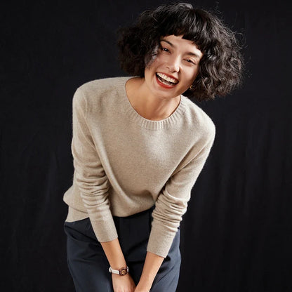 Pull femme col rond manches longues en maille