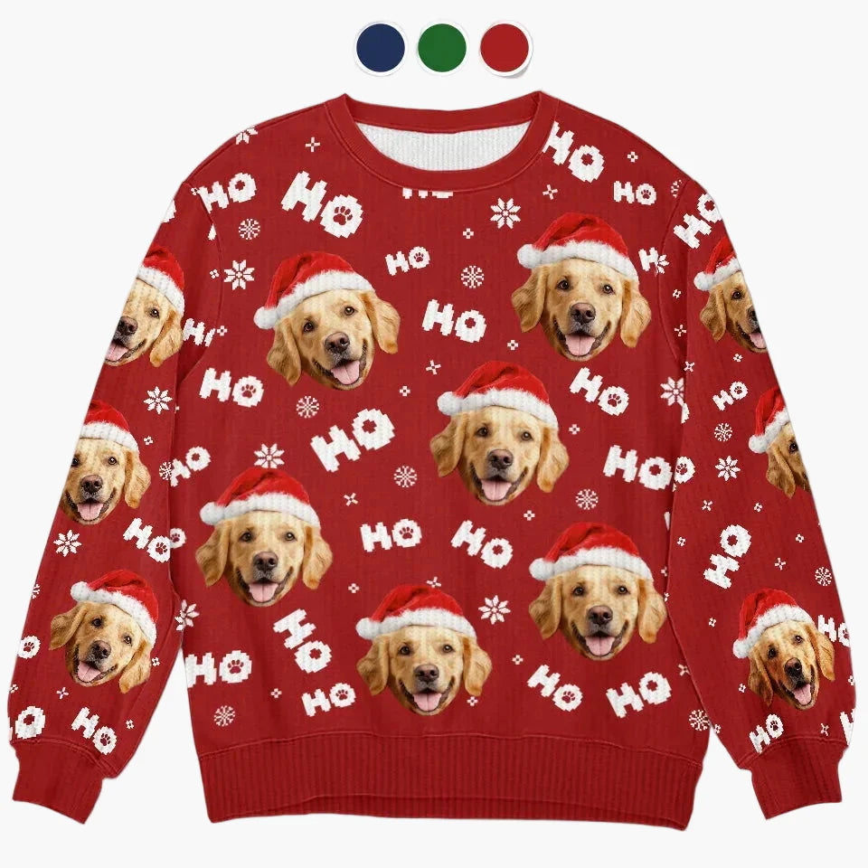 Unisex julesweatshirt med fotoprint – Sjov grim juletrøje til venner og familie