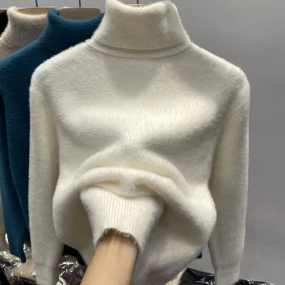 Dolcevita da donna, maglione lavorato a maglia, soffice, caldo e confortevole