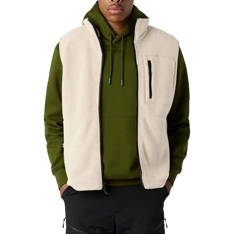 Gilet polaire à col montant avec fermeture éclair et poches
