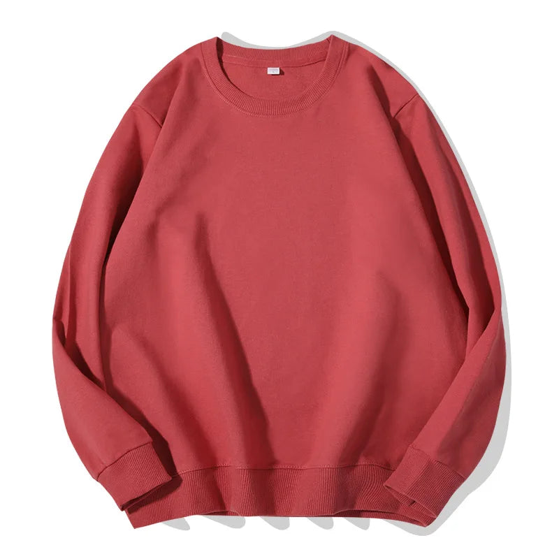 Sudadera unisex de manga larga con cuello redondo, colores lisos
